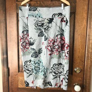 Melissa McCarthy Seven7 Gray w/Flowers Pencil Skirt 1X